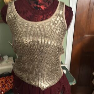 Gold Sequin Sleeveless Top